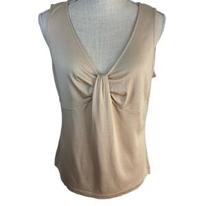 Talbots Champagne Beige Sleeveless Silk Twist Knot Top Sz 10 Career Camisole